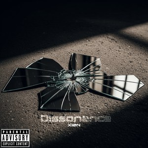 Dissonance cover art: a shattered mirror on dark concrete